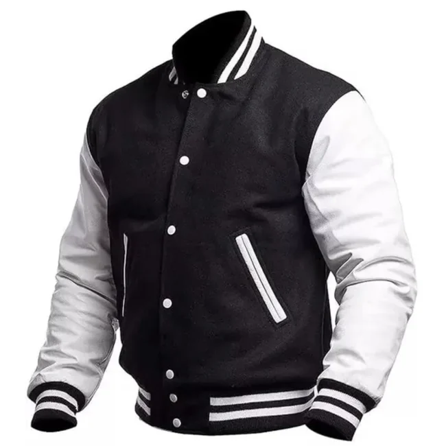 Unisex Black And White Varsity Jacket