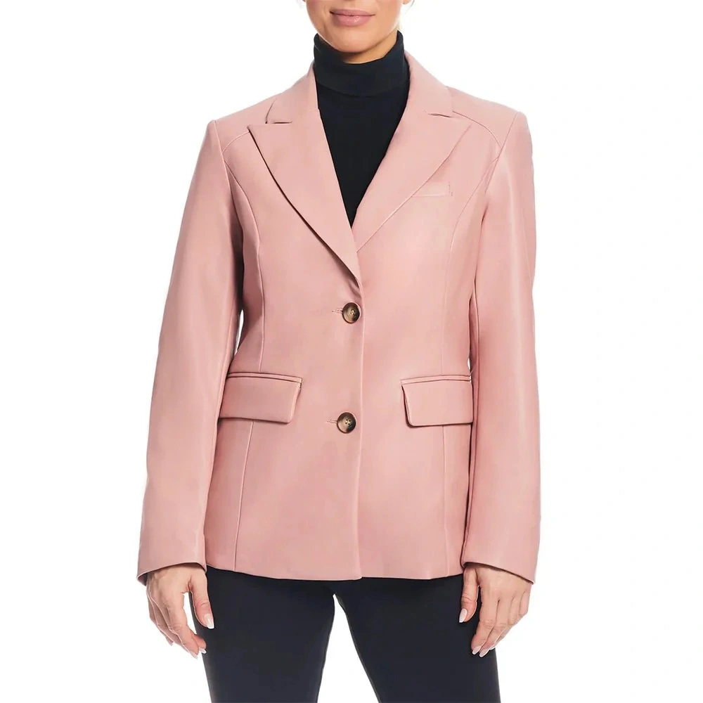 Pink Leather Blazer Women