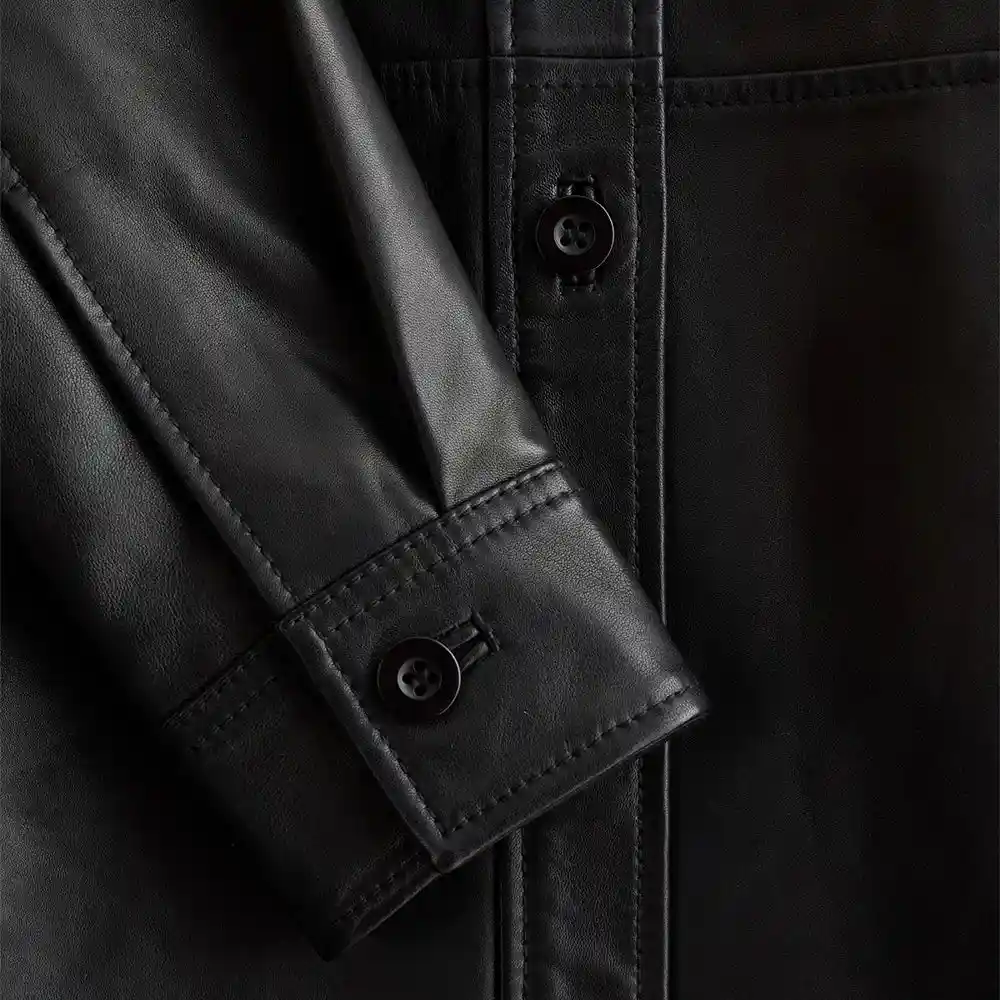 black-three-quarter-long-leather-coat