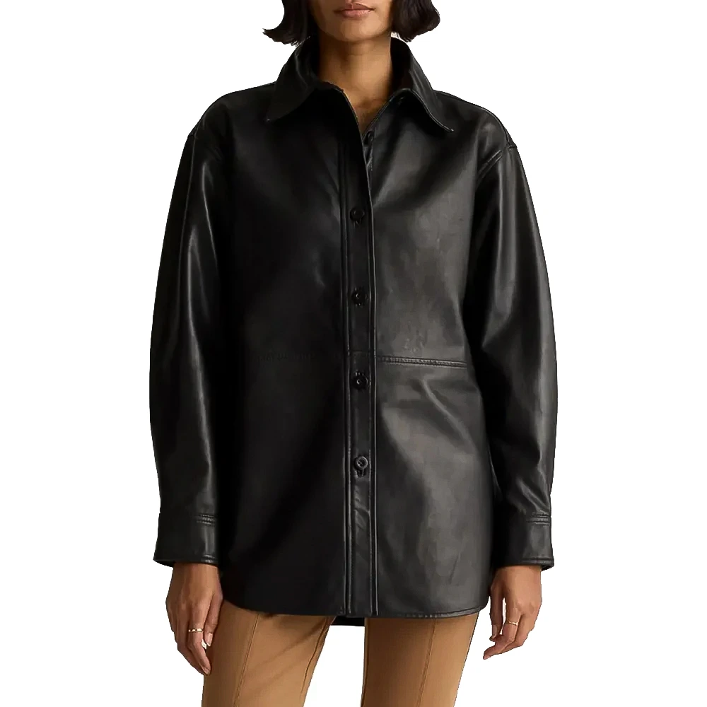 black-three-quarter-womens-long-leather-coat