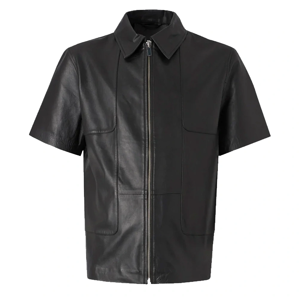 lightweight-half-sleeves-black-leather-shirt