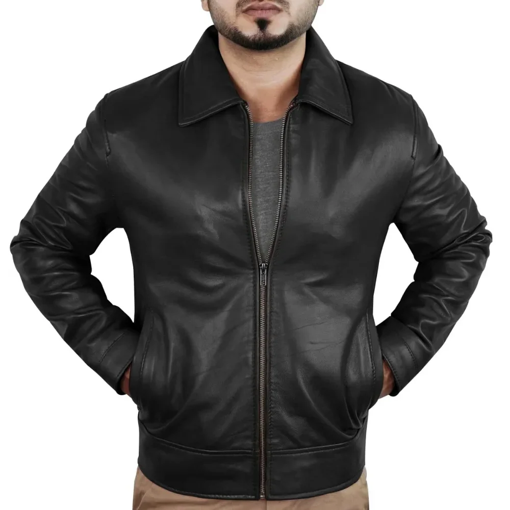 mens-john-black-biker-jacket